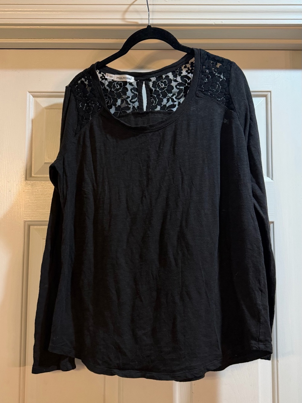 Maurices Black Lace-Accent Long Sleeve Top Size 0